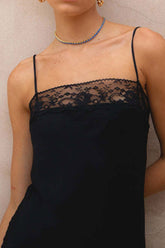 Lace Patchwork Cami Dress in Black InsStreet